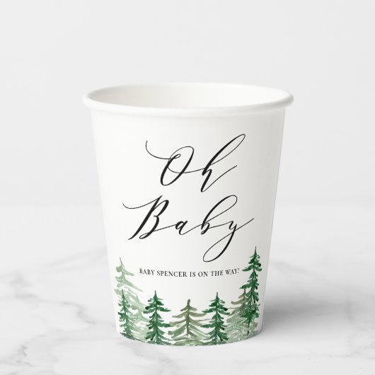 Waterverf Forest Woodland Baby shower Papieren Bekers (Achterkant)