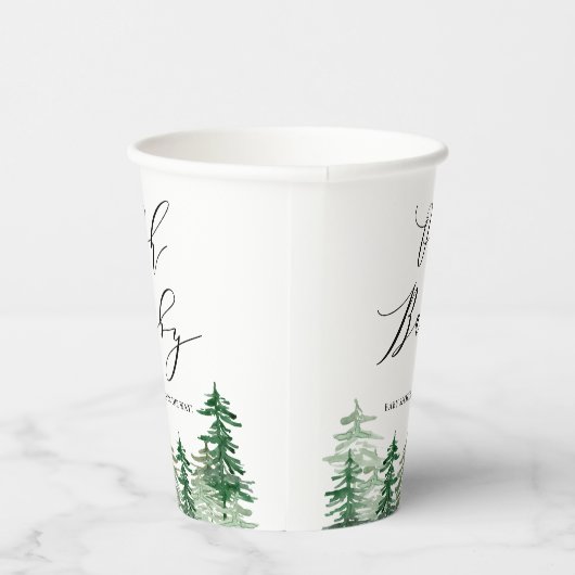 Waterverf Forest Woodland Baby shower Papieren Bekers (Rechts)