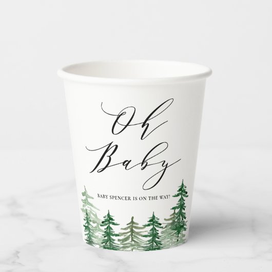 Waterverf Forest Woodland Baby shower Papieren Bekers (Voorkant)