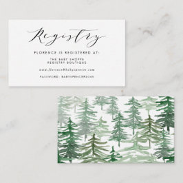 Waterverf Forest Woodland Baby shower Registry Informatiekaartje