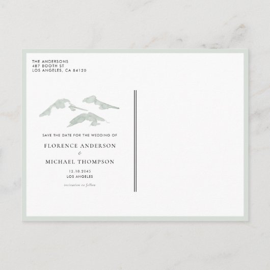 Waterverf Forest Woodland Bewaar de datum Aankondigingskaart (Achterkant)