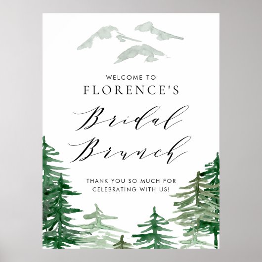 Waterverf Forest Woodland Bruids Brunch Welkom Poster (Voorkant)