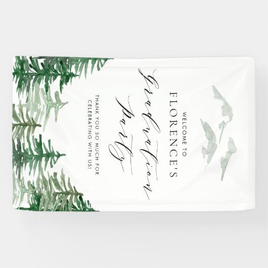 Waterverf Forest Woodland Graduation Party Spandoek (Horizontaal)