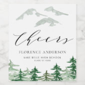 Waterverf Forest Woodland Graduation Party Wijn Etiket (Enkel label)