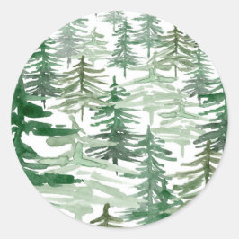 Waterverf Forest Woodland Pattern Envelope Seal Ronde Sticker