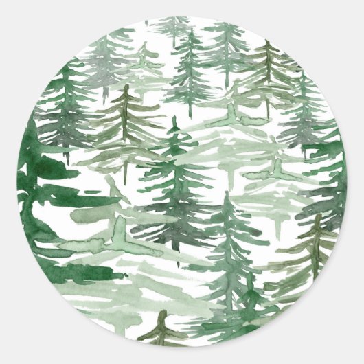 Waterverf Forest Woodland Pattern Envelope Seal Ronde Sticker (Voorkant)