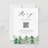 Waterverf Forest Woodland QR Code Huwelijk RSVP Kaartje (Voorkant)