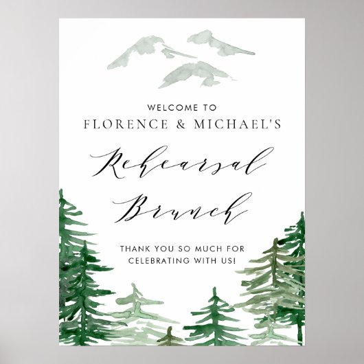 Waterverf Forest Woodland repetitie brunch Poster (Voorkant)