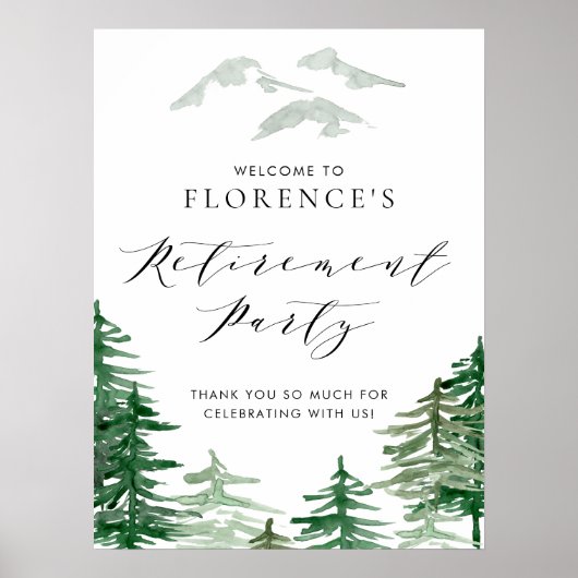 Waterverf Forest Woodland Retirement Party Poster (Voorkant)