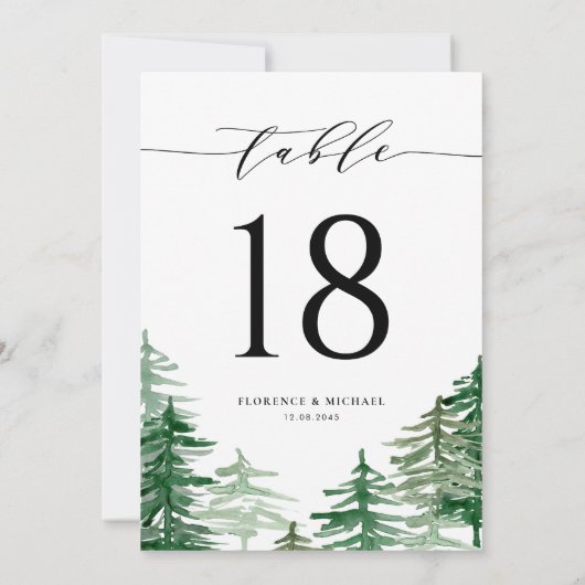 Waterverf Forest Woodland Trouwtafelnummer (Achterkant)