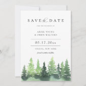Waterverf Forest Woodland Wedding Save the Date Aankondiging (Voorkant)