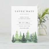 Waterverf Forest Woodland Wedding Save the Date Aankondiging (Staand voorkant)