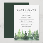 Waterverf Forest Woodland Wedding Save the Date Aankondiging (Voorkant / Achterkant)