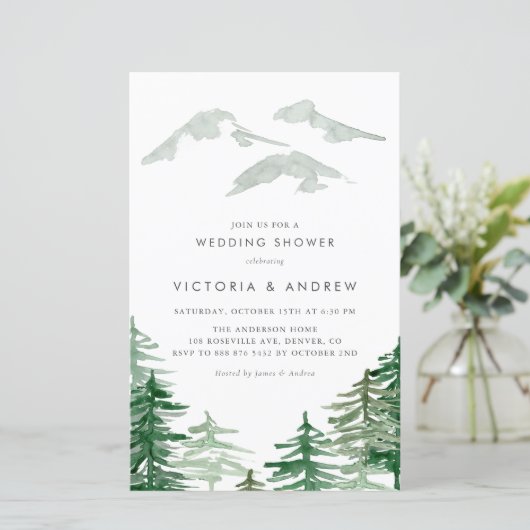 Waterverf Forest Woodland Wedding Shower Invite (Staand voorkant)
