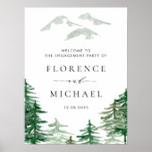 Waterverf Forest Woodland Winter Engagement Party Poster (Voorkant)