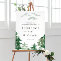 Waterverf Forest Woodland Winter Engagement Party