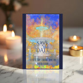 Waterverf Forsyth Fontein bij nacht Save The Date Aankondigingskaart