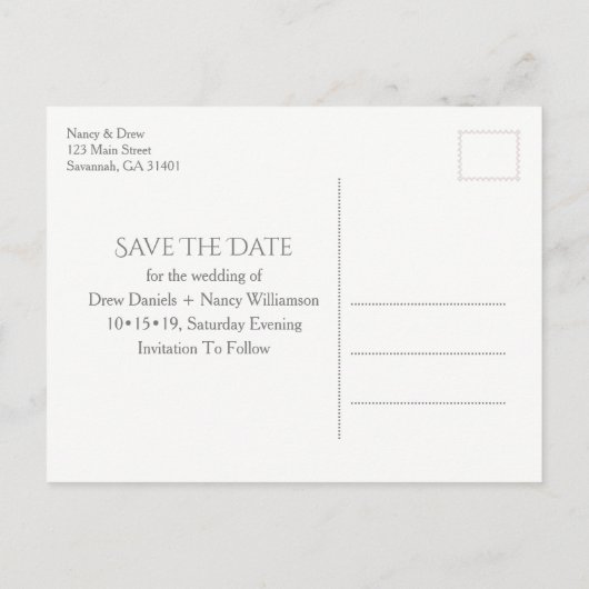 Waterverf Forsyth Fontein bij nacht Save The Date Aankondigingskaart (Achterkant)