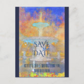 Waterverf Forsyth Fontein bij nacht Save The Date Aankondigingskaart (Voorkant)