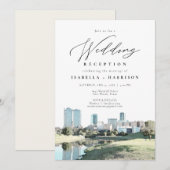 Waterverf Fort Worth Skyline Wedding Reception Kaart (Voorkant / Achterkant)