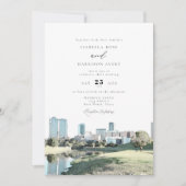 Waterverf Fort Worth Texas City Skyline bruiloft Kaart (Voorkant)