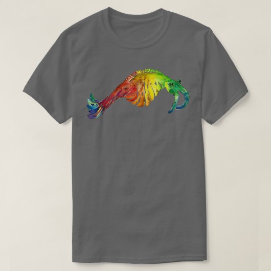 Waterverf Fossil Anomalocaris in regenboog T-shirt (Design voorkant)