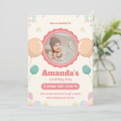 Waterverf Foto Baby Verjaardag Kaart (Staand voorkant)