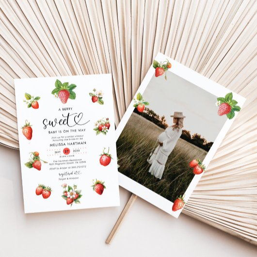 Waterverf Foto Berry Sweet Baby shower Kaart