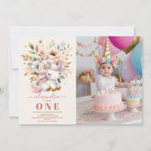 Waterverf foto Eenhoorn Verjaardagsuitnodiging 1e Kaart (Voorkant)