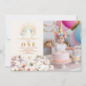 Waterverf foto Eenhoorn Verjaardagsuitnodiging 1e Kaart (Voorkant)