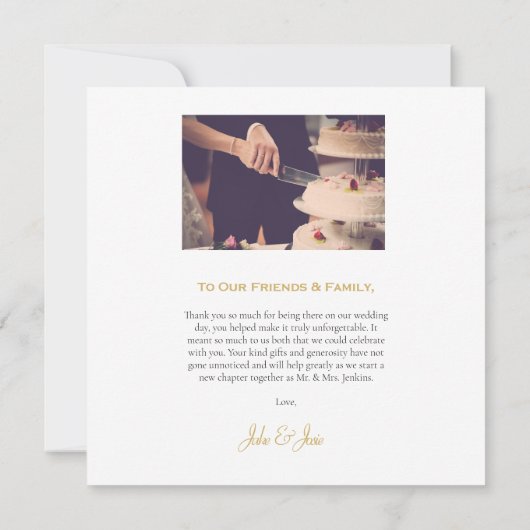 Waterverf foto-effect, bruiloft bedankt kaart (Achterkant)