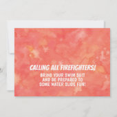 Waterverf Foto Fire Truck Birthday Party Kaart (Achterkant)