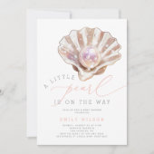 Waterverf Foto Little Pearl Baby shower Kaart (Voorkant)