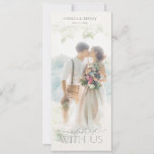 Waterverf Foto Masker Gray Floral Wedding Kaart (Voorkant)