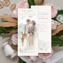Waterverf Foto Masker Gray Floral Wedding Kaart
