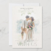 Waterverf Foto Masker Gray Floral Wedding Kaart (Voorkant)