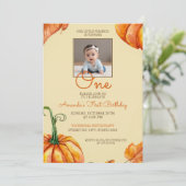 Waterverf foto pompoen Baby 1e verjaardag Kaart (Staand voorkant)