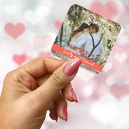 Waterverf Foto Valentijnsdag gepersonaliseerd Vierkante Sticker