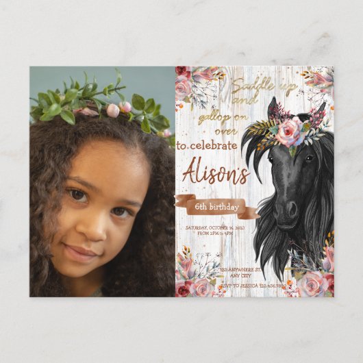 Waterverf Foto-verjaardagscowgirl Briefkaart (Voorkant)