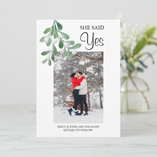 Waterverf Foto Verloving Aankondiging (Staand voorkant)