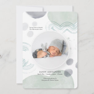 Waterverf Foto Vlek Geboorte Aankondiging