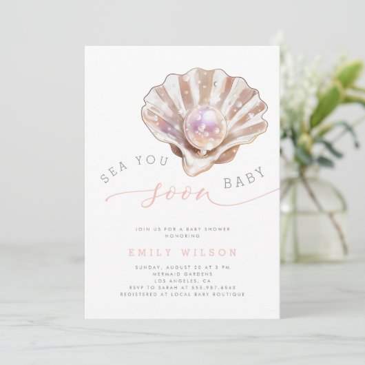 Waterverf Foto Zee U binnenkort Baby shower Kaart (Staand voorkant)