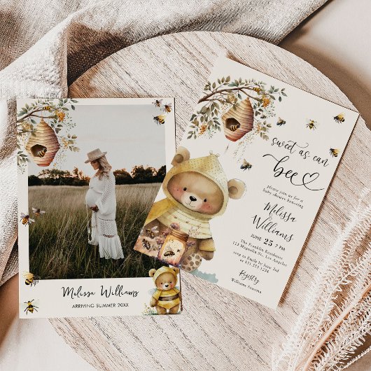 Waterverf foto zoet als kan Baby shower Kaart