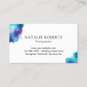 Waterverf Fotograaf Camera Lens Fotografie Visitekaartje (Achterkant)