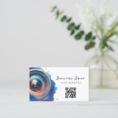 Waterverf Fotograaf Camera Lens Fotografie Visitekaartje (Staand voorkant)