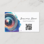 Waterverf Fotograaf Camera Lens Fotografie Visitekaartje (Voorkant)