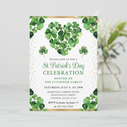 Waterverf Four Leaf Clovers St Patrick's Day Kaart (Staand voorkant)