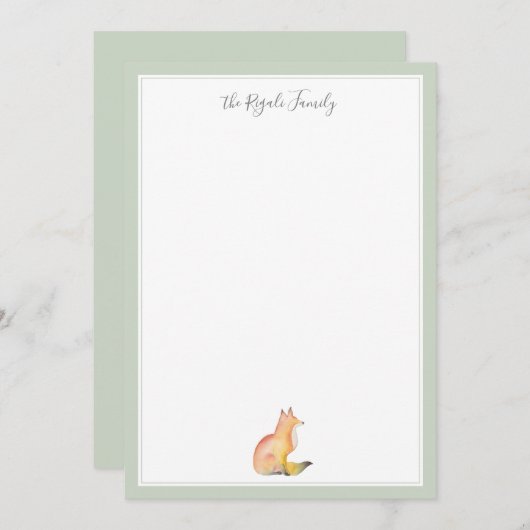 Waterverf Fox - Aangepaste artikelen Notitiekaartje (Voorkant / Achterkant)