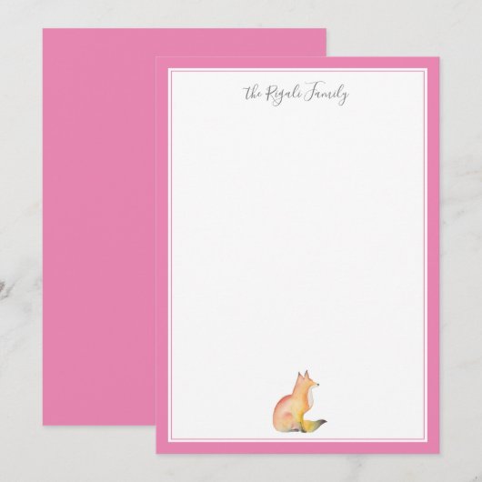 Waterverf Fox - Aangepaste artikelen Notitiekaartje (Voorkant / Achterkant)