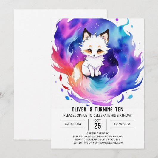 Waterverf Fox Adventure Verjaardag Kaart (Voorkant / Achterkant)